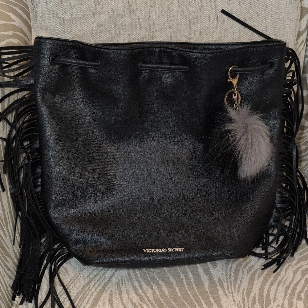 Victoria's Secret Black Fringe Shoulder Bag